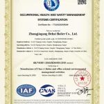 DHB Boiler ISO 45001 Certificate for Occupational Health and Safety Management