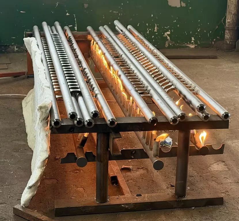 Preheating T91 steel pipes for boiler superheater welding at DHB Boiler factory to prevent cold cracking.
